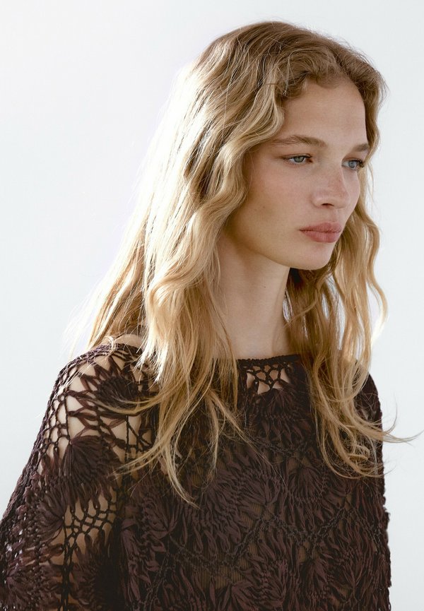 Print T-shirt - mottled bordeaux4