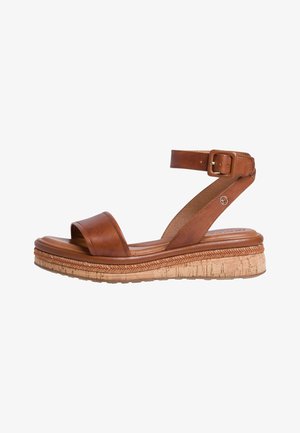 Sandalen met plateauzool - nut leather