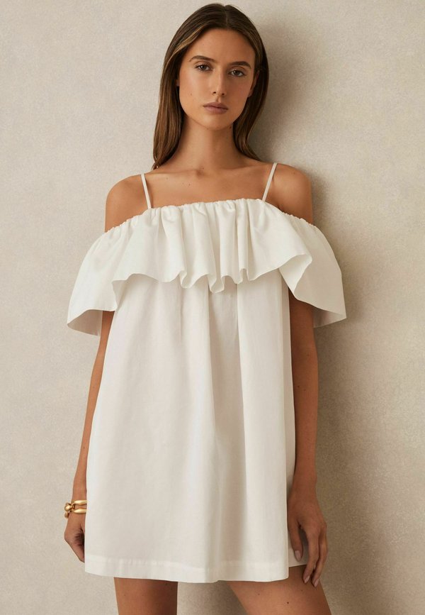 REGULAR FIT - LUCIA OFF SHOULDER MINI - Freizeitkleid - ivory cream