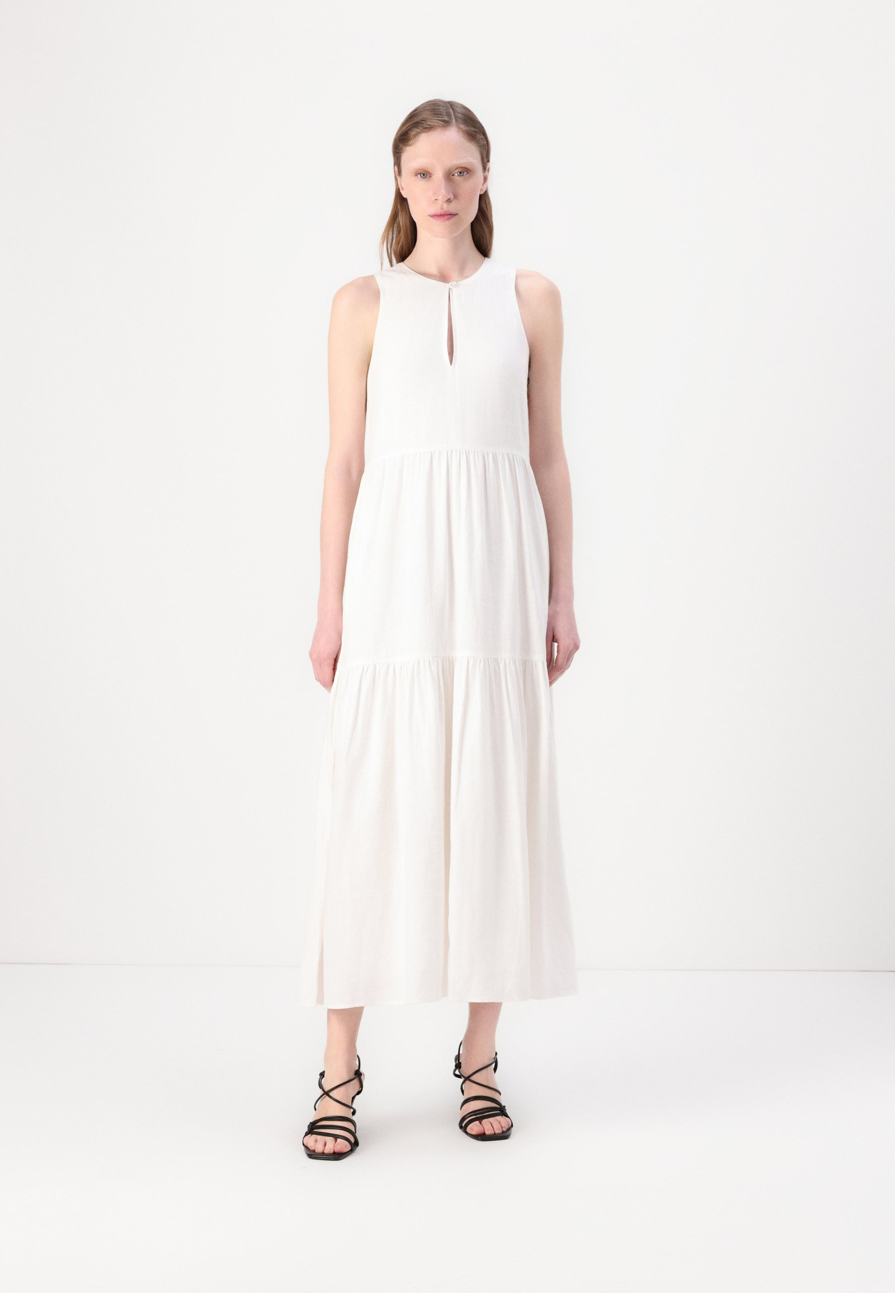 DKNY SLEEVELESS TIERED MAXI DRESS KEYHOLE NECKLINE - Day dress -  ivory/off-white - Zalando.co.uk