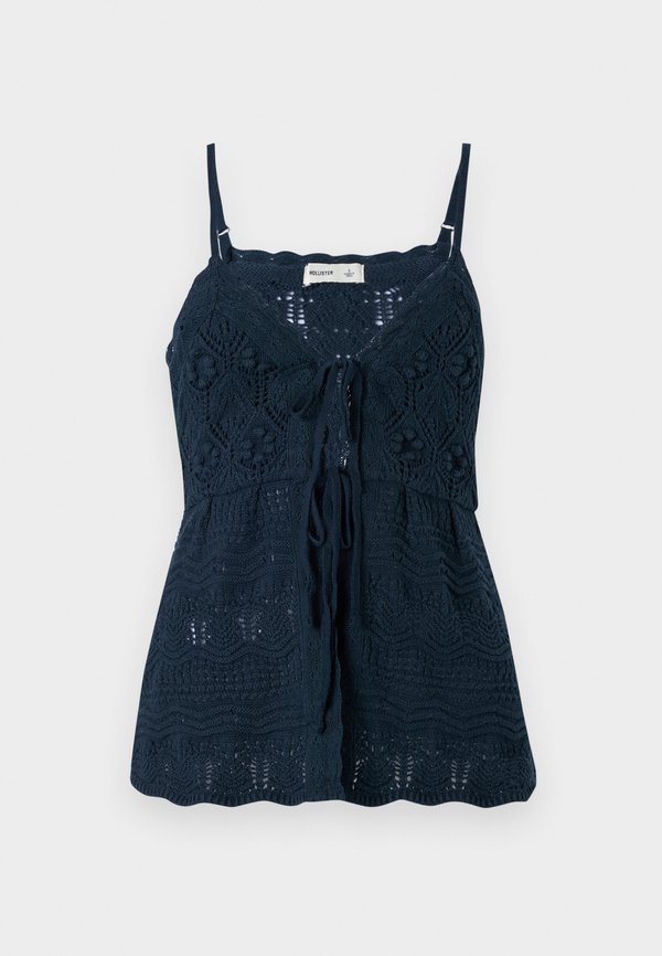 Crochet-Style Tie-Front Sweater Tank - Top4