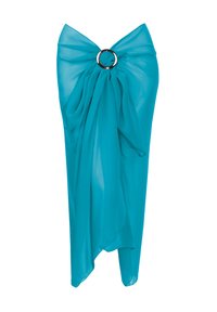 Niewybrane, turkusowe pareo wiązane z klamrą
