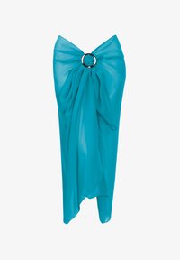 Niewybrane, turkusowe pareo wiązane z klamrą