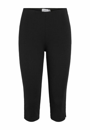 Legging noir ajusté longueur genou avec une taille haute, en tissu stretch, avec une petite fente latérale à l'ourlet.