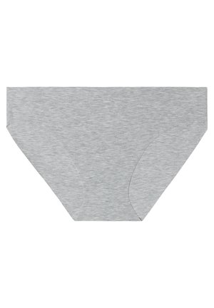 Grijze katoenen slips met een gladde textuur, voorzien van een klassiek ontwerp en zonder zichtbare hardware of patronen. Strakke randen en een zachte afwerking.