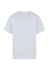 Hvid kortærmet t-shirt lavet af glat bomuldsstof. Har en klassisk runde halsudskæring og en ensfarvet ryg uden grafikker eller mønstre.