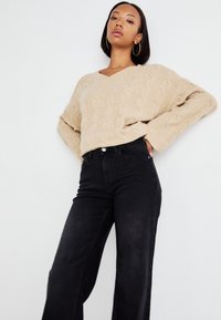 ONLY ONLCHRIS WIDE - Wide leg - washed black