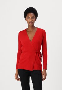 pure cashmere WRAP CARDIGAN - Kardigán - lipstick red