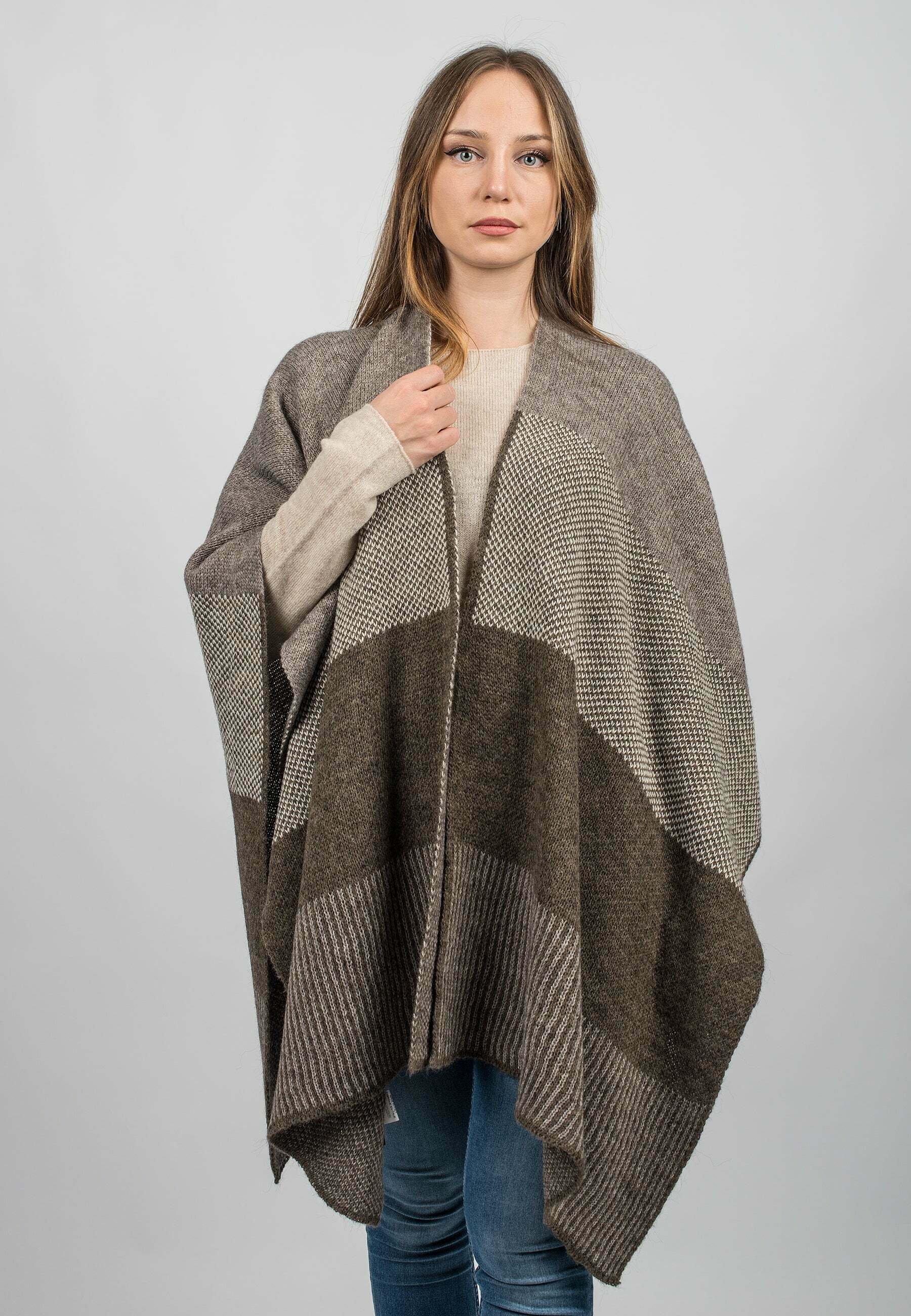 Dalle Piane Cashmere - Poncho van kasjmier mix - gemaakt in Italië - dames, Bordeaux, Eén maat