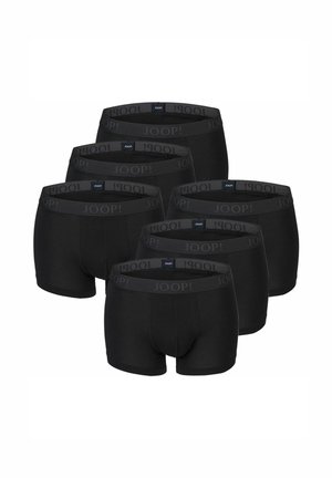 Sechs schwarze Herren-Boxershorts mit JOOP!-Logo am Bund, in zwei Reihen auf weißem Hintergrund angeordnet.