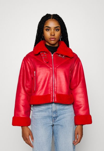 Damen Braune Wildleder-Winterjacke - Gefütterter Aviator-Stil