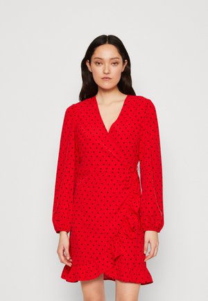 VILA VICHARLOTTE FLOUNCE WRAP DRESS - Robe de jour - flame scarlet