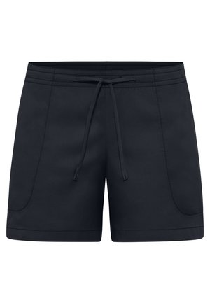 Shorts à motif texturé, de couleur bleu marine foncé, dotés d'une taille élastique avec un cordon de serrage et de poches latérales avec des détails de couture subtils.