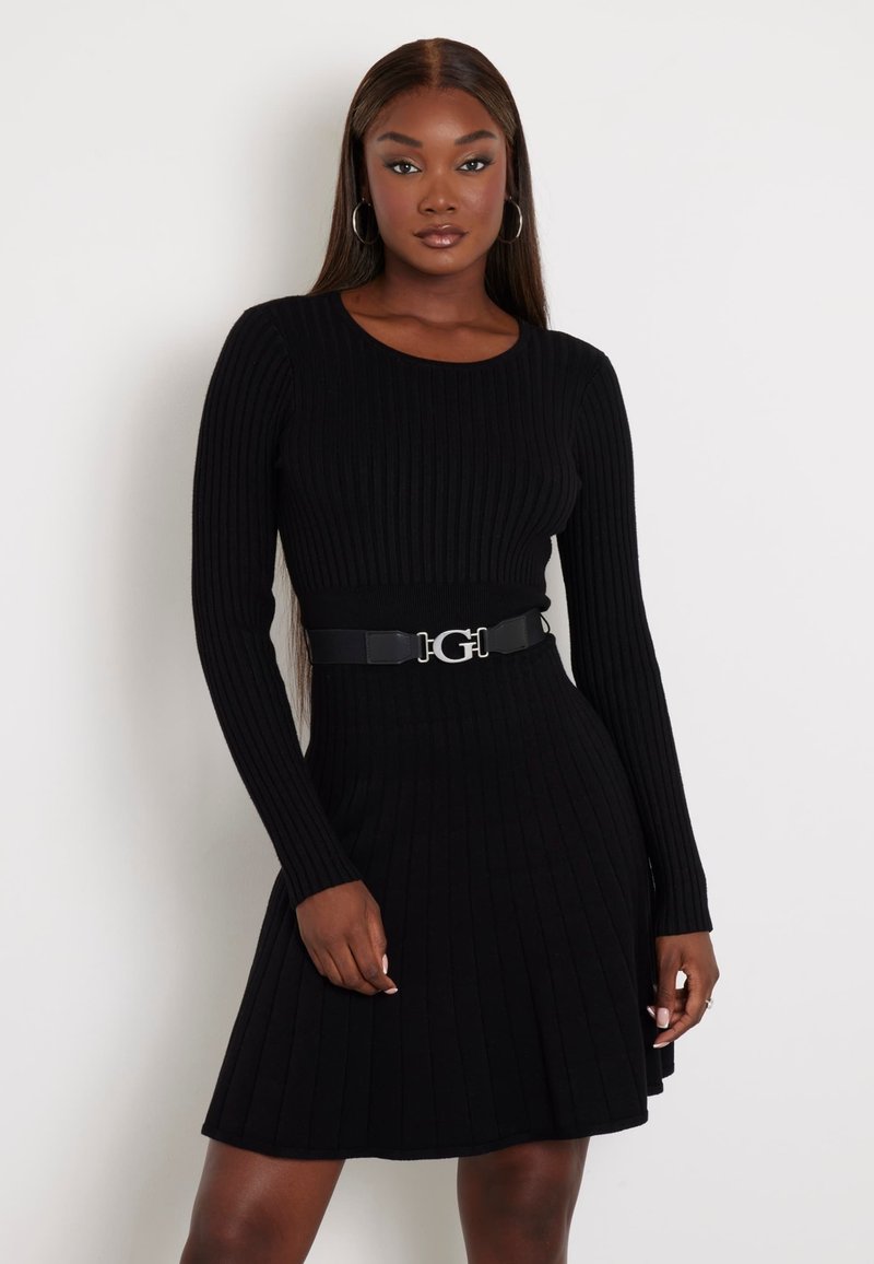 Guess PLEATED - Gebreide jurk - schwarz