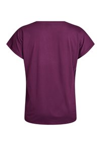 Lila, kurzärmliges T-Shirt mit lockerer Passform. Weicher, glatter Stoff und runder Ausschnitt. Keine sichtbaren Muster oder Verzierungen.