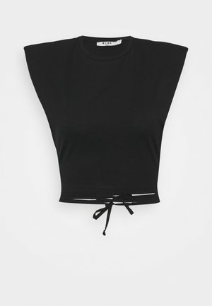 SHOULDER PADDED DETAIL - Print T-shirt - black