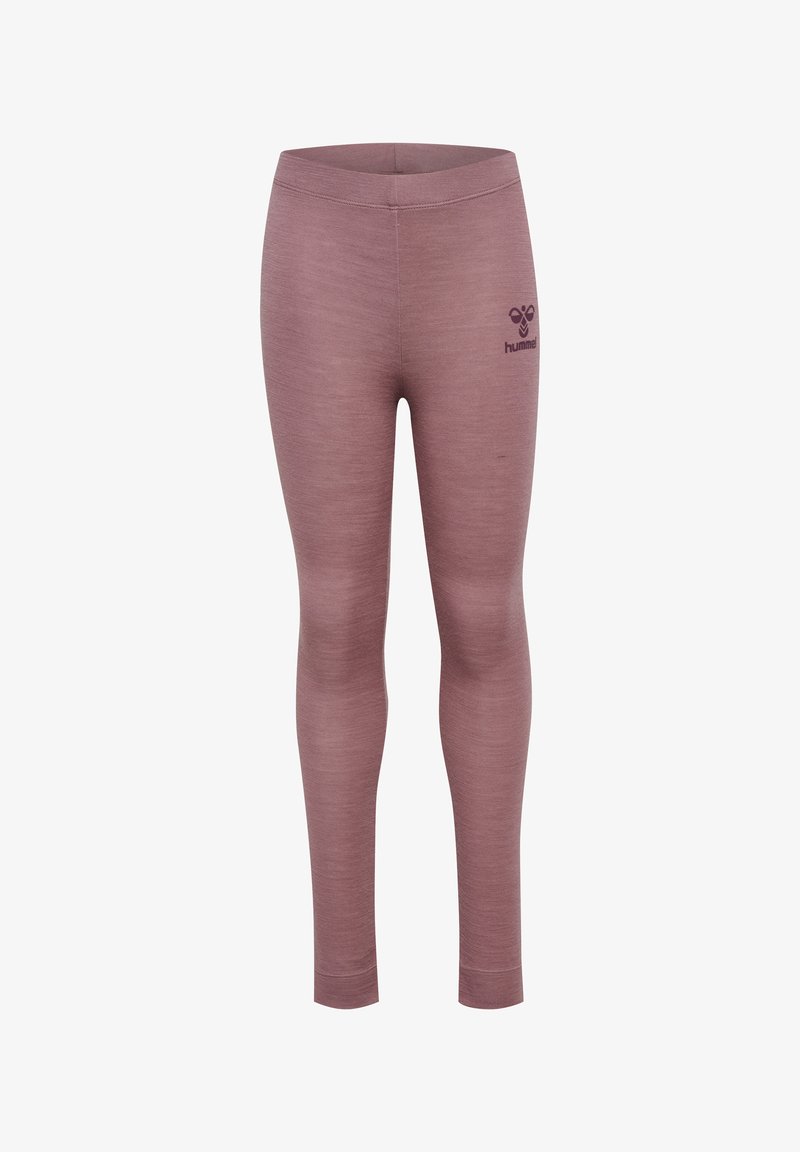 Paarse leggings met een zachte, gestructureerde afwerking, voorzien van een smalle tailleband en een klein geborduurd logo op de linker onderbeen.
