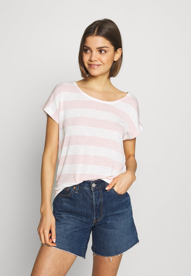 VMWIDE STRIPE TOP  - T-Shirt print - sepia rose/snow white