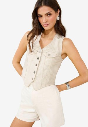 Lipsy REGULAR FIT - Chaleco - sparkle stripe ecru