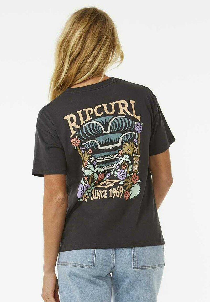 Rip Curl TIKI TROPICS - T-shirt con stampa - washed black