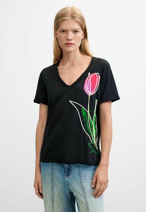 Desigual, T-shirt con stampa - black