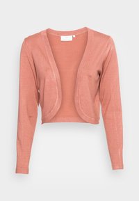 Laxrosa, långärmad, öppen framsidan kort cardigan med rundade kanter, tillverkad av lätt stickad tyg, storlek medium.