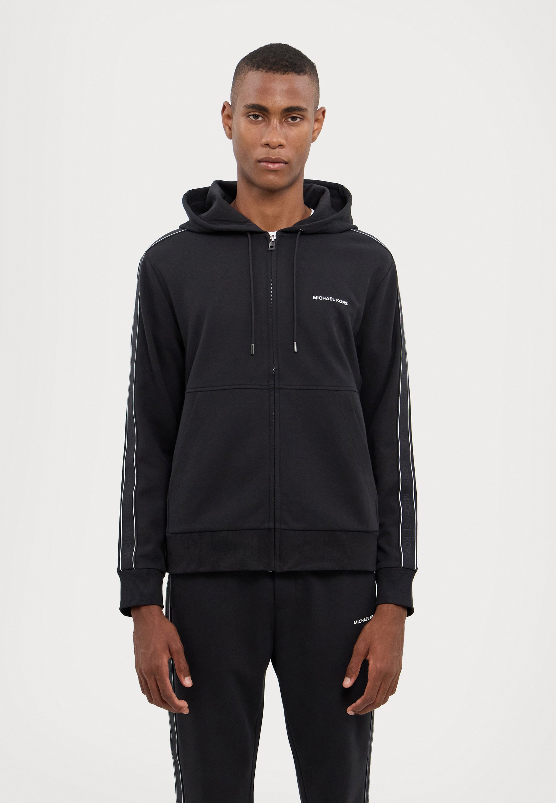 Michael Kors LOGO TAPE HOOD - Zip-up sweatshirt - black