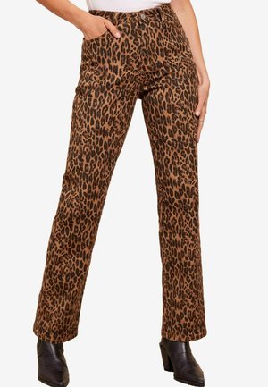 LEOPARD PRINTED  - Straight leg -farkut - brown