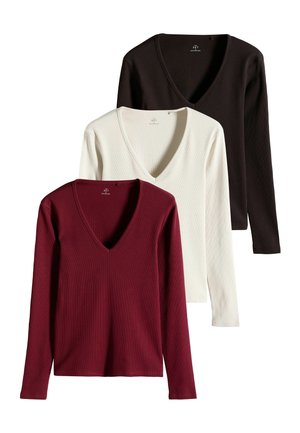 REGULAR FIT - 3 PACK - Long sleeved top - chocolate brown dark red warm stone