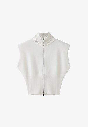 Stradivarius, KNIT VEST WITH PADDED SHOULDERS AND ZIP - Gilet - white