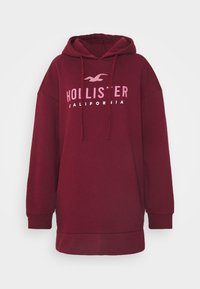 Sudadera con capucha color burdeos de corte relajado, con un logo gráfico en el frontal y detalles de cordón. Fabricada en material de sudadera.