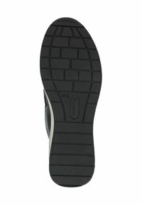 Talpă din cauciuc neagră cu un model de talpă texturat. Prezintă o margine netedă cu un accent de culoare deschisă pe latura laterală.