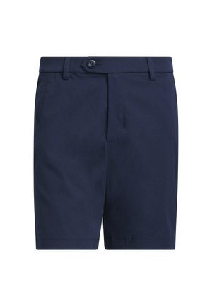 Granatowe, dopasowane szorty z szlufkami na pasek, zapięciem na guziki z przodu, zamkiem błyskawicznym i bocznymi kieszeniami.