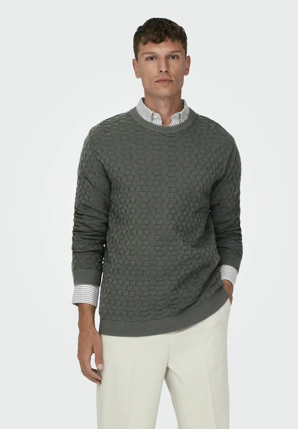 KALLE REG 12 STRUC CREW NOOS - Strickpullover - castor gray