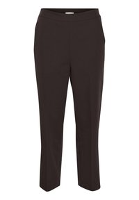 Pantalon noir à jambes droites avec une taille mi-haute et des poches latérales, confectionné dans un tissu lisse et léger.