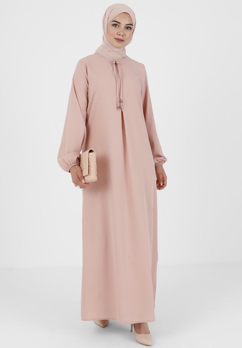 Modanisa POWDER CREW NECK MODEST TAVIN Maxi dress light pink