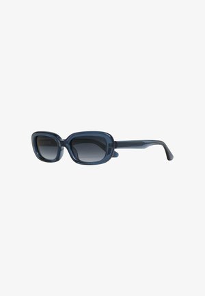 Sunglasses u plavim nijansama s pravokutnim oblikom, debelim okvirima i gradijentnim staklima. Glatka tekstura s sjajnom završnom obradom.