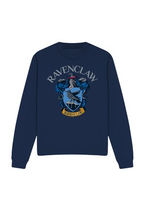 Navy blue sweatshirt with a Ravenclaw crest featuring a raven and the word "RAVENCLAW" printed above and below the emblem.