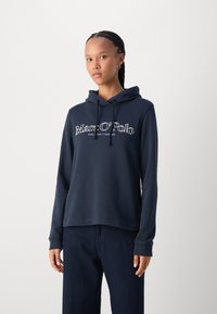 Marc O'Polo LONG SLEEVE HOODED LOGO PRINT - Camisola - deep blue sea