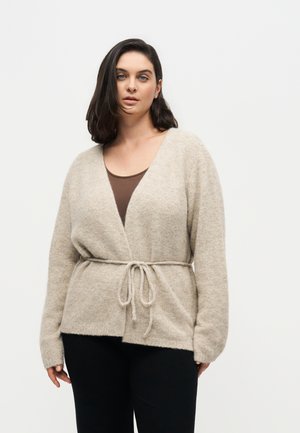 Vero Moda Curve, VMCCORA LS V-NECK WRAP CARDIGAN BOO CUR - Жилетка - silver-coloured mink detail melange