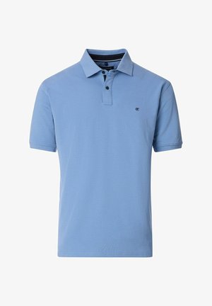 Hellblaues Polohemd aus weichem Baumwollstoff. Verfügt über einen klassischen Kragen, eine zwei-knöpfige Knopfleiste und ein kleines Logo auf der linken Brust.