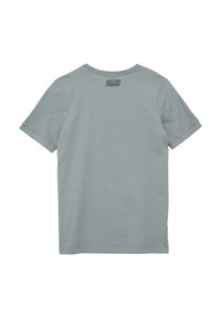 Grijze kobalt T-shirt met korte mouwen van katoen, met een ronde hals en een label op de achterkant met de tekst "Incongrato Activated".