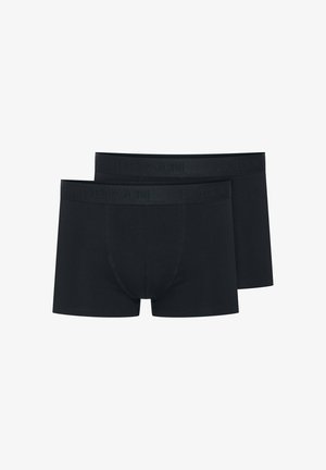 Czarne bawełniane bokserki, z dopasowanym krojem, gładką fakturą i elastycznym, markowym pasem. Wyeksponowane dwie pary.
