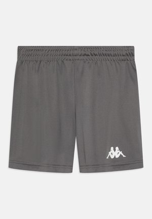 Pelēki sporta šorti, izgatavoti no gludas auduma ar elastīgu jostu. Apakšējā kreisajā pusē ir balta emblēma.