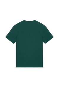 Korte mouwen t-shirt in donkergroene katoen, met een klassieke ronde halslijn en een gladde, eenduidige textuur zonder zichtbare patronen of accenten.