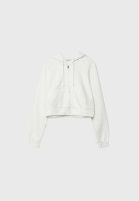 Stradivarius CROPPED  - Mikina so zipsom - white