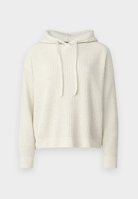 Felpa con cappuccio in maglia grigio chiaro con motivo strutturato, vestibilità ampia, cappuccio grande e coulisse regolabili. Presenta polsini e orlo a coste.