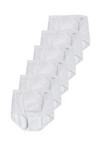 Slip bianchi in cotone in confezione da sei, con una texture liscia, elastico in vita e semplici dettagli di cucitura.