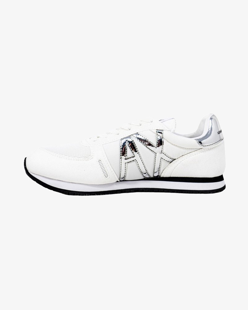 Armani Exchange LACE UP - Sapatilhas - white+silver