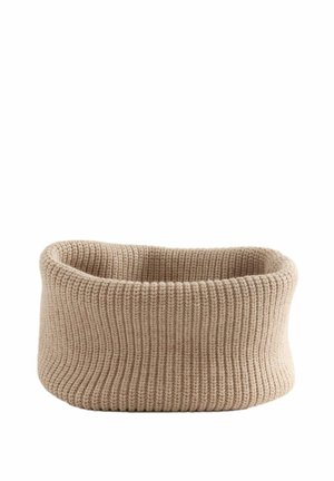 Strickstoff Aufbewahrungskorb in Beige, mit einer breiten Rippstruktur, weichem Material und einem abgerundeten oberen Rand für einfachen Zugang.